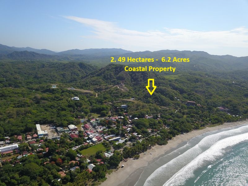 Arrow with information indicating the size of Loma Vista Mar land for sale Samara Guanacaste Costa Rica