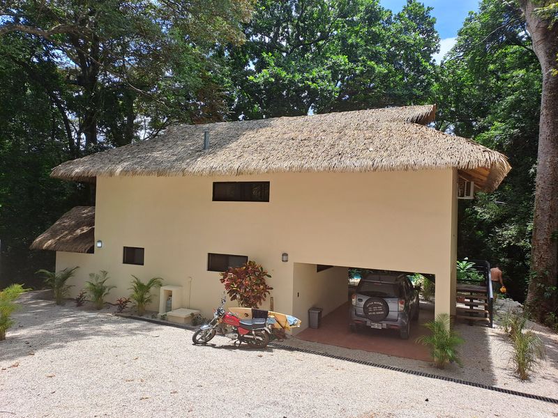 main house with palm roof at Casa Jungle Oasis home for sale Samara Woods Samara Costa Rica